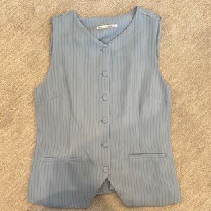 Soft blue Pinstripe Button-Up Vest